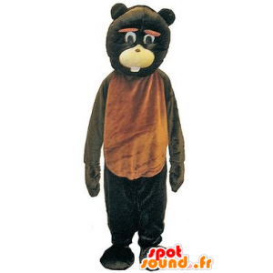 Brun och svart björnmaskot, jätte och rolig - Spotsound maskot