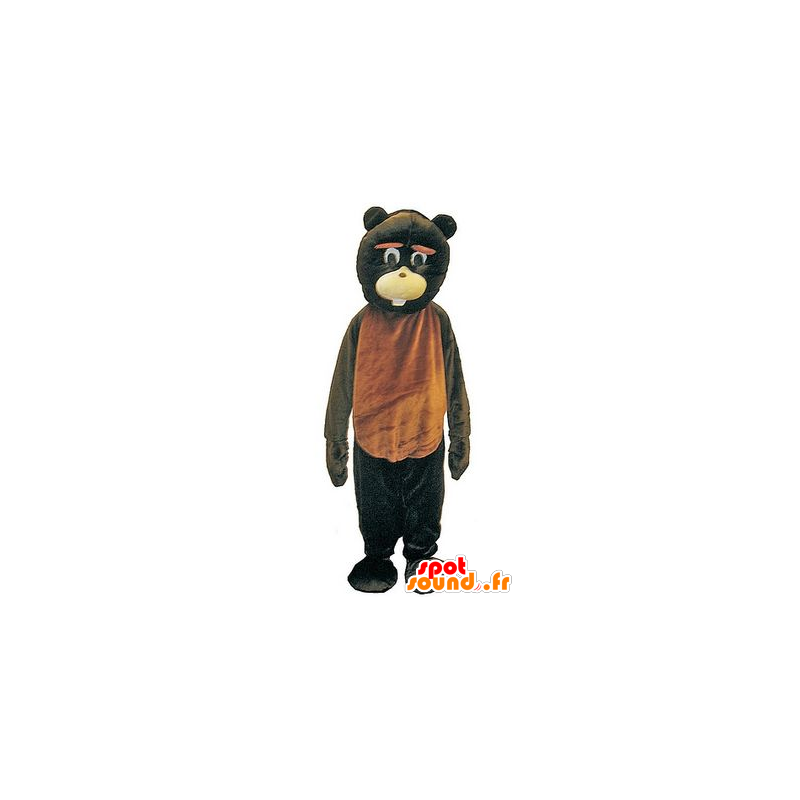 Mascotte d'ours marron et noir, géant et rigolo - MASFR21743 - Mascotte d'ours