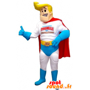 Superheltmaskot, blond og muskuløs - Spotsound maskot kostume