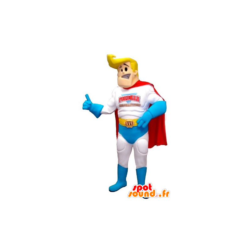 Superhelt maskot, blond og muskuløs - MASFR21744 - superhelt maskot