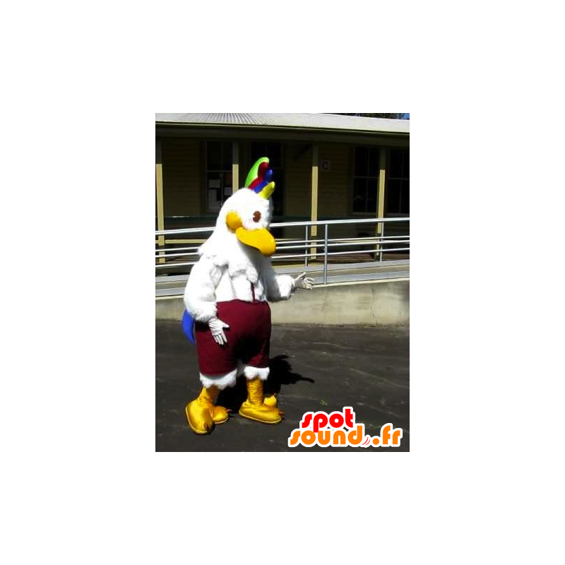 Mascot pássaro, galinha branco com uma crista colorida - MASFR21745 - Mascote Galinhas - galos - Galinhas Mascot pássaro, galinha branco com uma crista colorida - MASFR21745 - Mascote Galinhas - galos - Galinhas