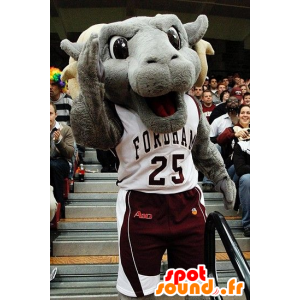 Mascota ram gris y beige, en ropa deportiva - MASFR21747 - Mascota de deportes