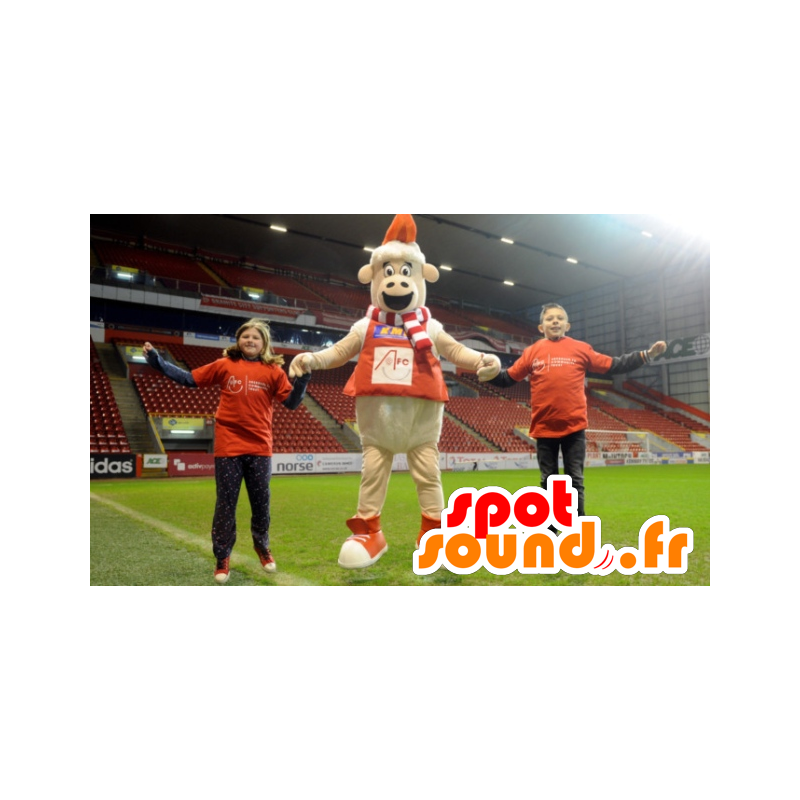 Sheep mascot with a scarf, sweater and cap - MASFR21750 - Mascots sheep Sheep mascot with a scarf, sweater and cap - MASFR21750 - Mascots sheep