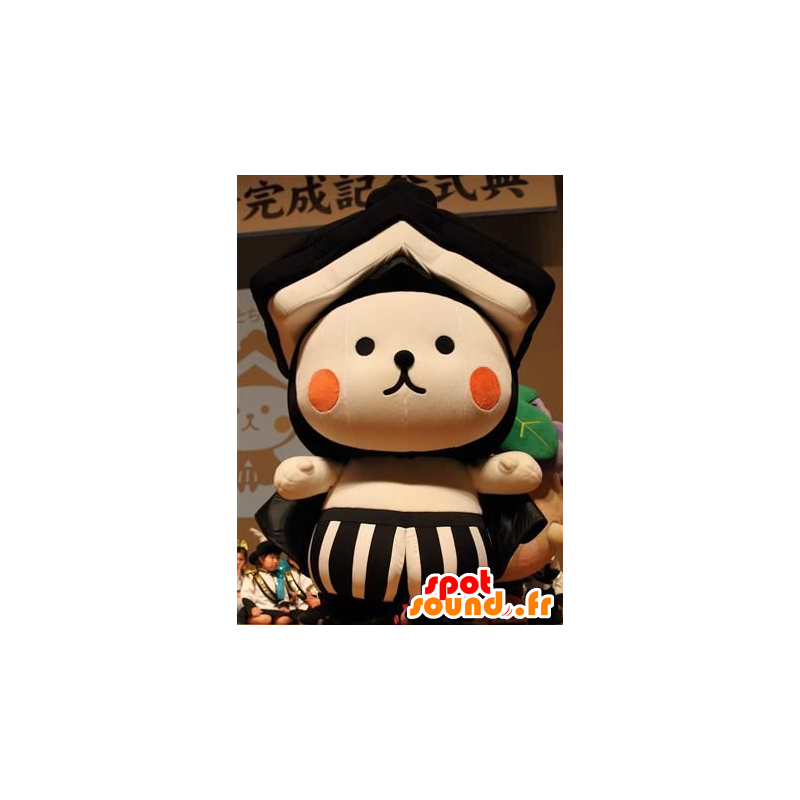 Mascot Teddy, com um telhado - Mascot Asian - MASFR21755 - mascote do urso