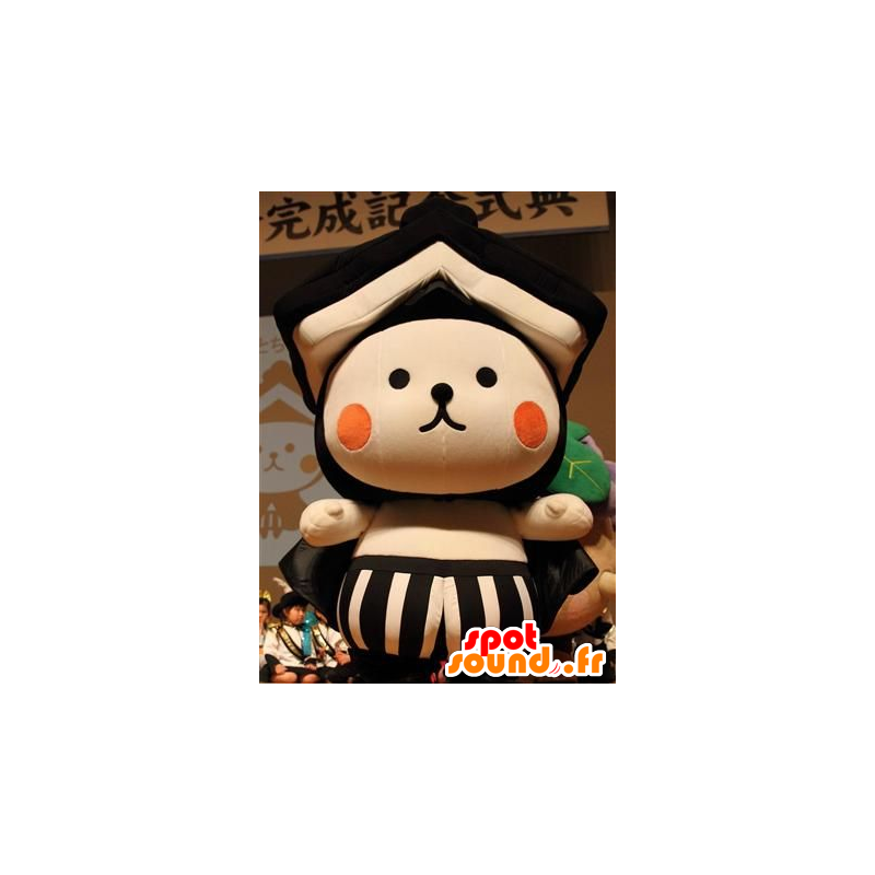 Mascot Teddy with a roof - Asian Mascot - MASFR21755 - Bear mascot