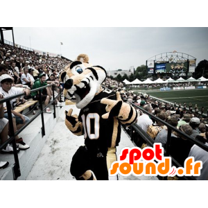 Tiger Mascotte, beige, bianco e nero, in abbigliamento sportivo - MASFR21760 - Mascotte tigre