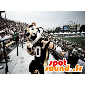 Tiger Mascotte, beige, bianco e nero, in abbigliamento sportivo - MASFR21760 - Mascotte tigre