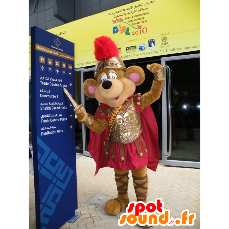 Ruskea hiiri maskotti pukeutunut ritari - MASFR21761 - Mascottes de chevaliers