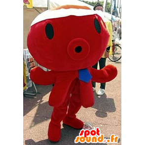 Mascot red octopus, giant, with a blue tie - MASFR21769 - Mascots of the ocean