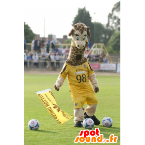 Giraffa Mascotte, abbigliamento sportivo giallo - MASFR21771 - Mascotte di giraffa