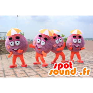 4 mascottes de galets, de gâteaux mauves et oranges - MASFR21773 - Mascottes de patisserie