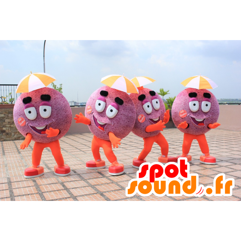 4 mascottes de galets, de gâteaux mauves et oranges - MASFR21773 - Mascottes de patisserie 4 mascottes de galets, de gâteaux mauves et oranges - MASFR21773 - Mascottes de patisserie