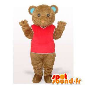 Mascotte αρκούδα καφέ αρκουδάκι ντυμένη στα κόκκινα - MASFR006476 - Αρκούδα μασκότ