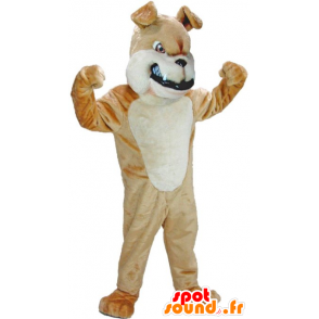 Cão mascote marrom e branco, olhar feroz - MASFR21784 - Mascotes cão