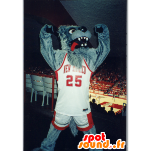 Mascota del lobo gris en ropa deportiva - MASFR21792 - Mascotas lobo