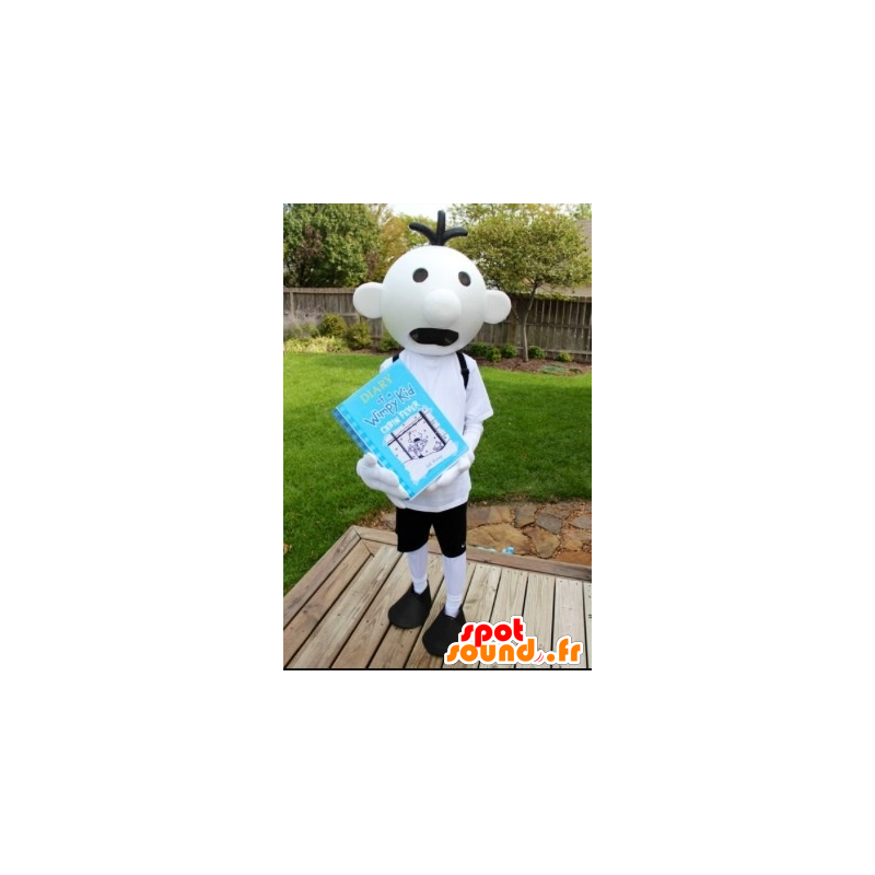 Mascot hvid snemand, skoledreng, barn - Spotsound maskot kostume