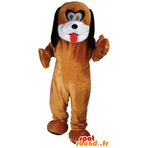 Brown dog mascot, customizable white and black - MASFR21797 - Dog mascots