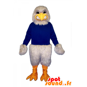 Eagle maskot, grå grib klædt i blå - Spotsound maskot kostume