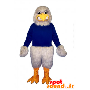 Mascotte d'aigle, de vautour gris habillé en bleu - MASFR21799 - Mascotte d'oiseaux