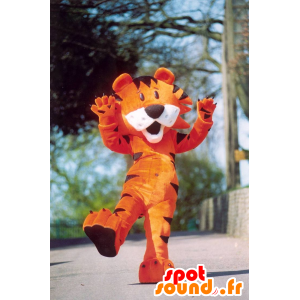 Mascot kleine orange tiger, schwarz und weiß - MASFR21801 - Tiger Maskottchen