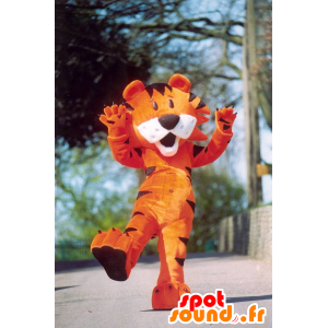 Maskot lille orange tiger, sort og hvid - Spotsound maskot