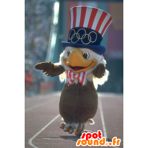 Mascot marrón y águila blanca con un sombrero republicano - MASFR21802 - Mascota de aves
