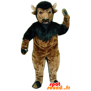 Buffalo mascot, brown and black bison, giant - MASFR21804 - Animal mascots