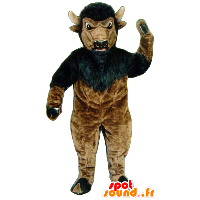 Buffalo mascot, brown and black bison, giant - MASFR21804 - Animal mascots Buffalo mascot, brown and black bison, giant - MASFR21804 - Animal mascots