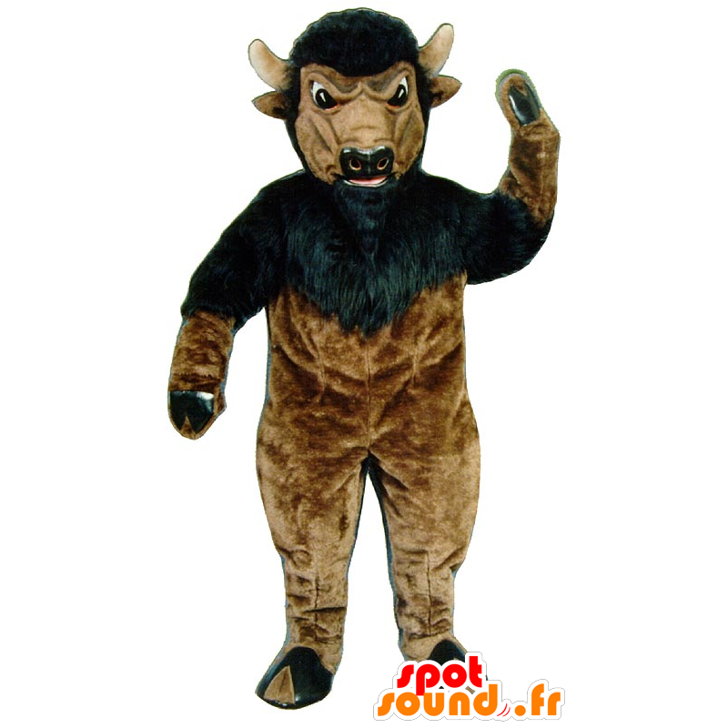 Buffalo Maskottchen, braun und schwarz Bisons, Riesen - MASFR21804 - Tierische Maskottchen
