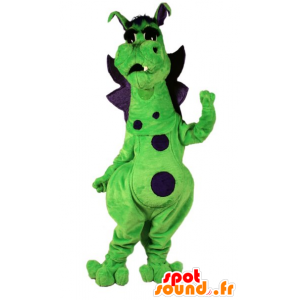 Green Dragon maskotti ja violetti söpö ja värikäs - MASFR21805 - Dragon Mascot