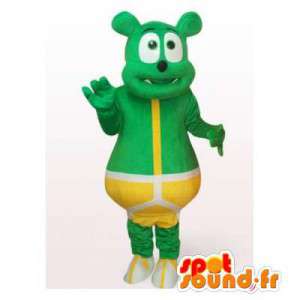 Mascotte d'ours vert en slip jaune. Costume d'ours - MASFR006478 - Mascotte d'ours