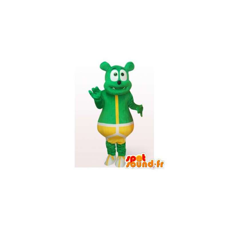 Mascota del oso verde en la ropa interior de color amarillo. Disfraz de oso - MASFR006478 - Oso mascota