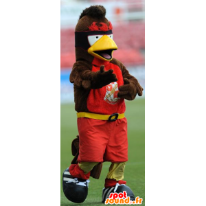 Mascot pássaro marrom, amarelo e vermelho - MASFR21807 - aves mascote