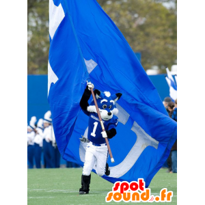 Mascot zorro azul y blanco en ropa deportiva - MASFR21813 - Mascotas Fox