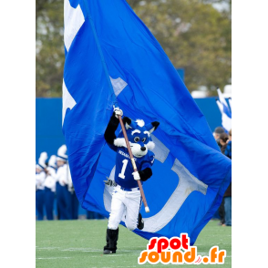 Mascot zorro azul y blanco en ropa deportiva - MASFR21813 - Mascotas Fox
