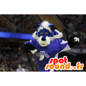 Mascot zorro azul y blanco en ropa deportiva - MASFR21813 - Mascotas Fox