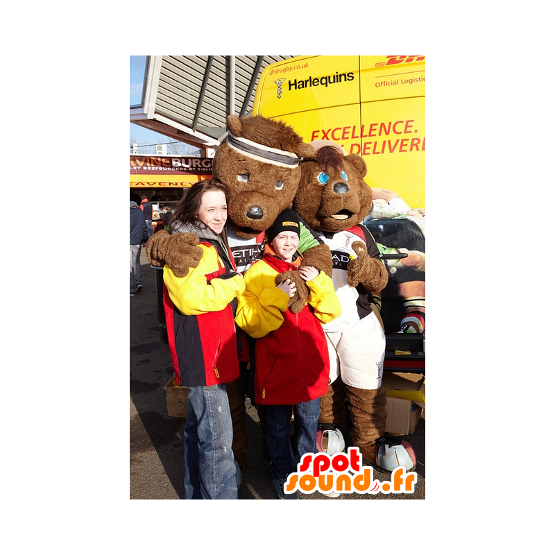 2 karhu maskotit vuonna urheiluvaatteet - MASFR21818 - Bear Mascot