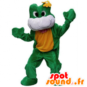 Grön, vit och gul grodmaskot - Spotsound maskot