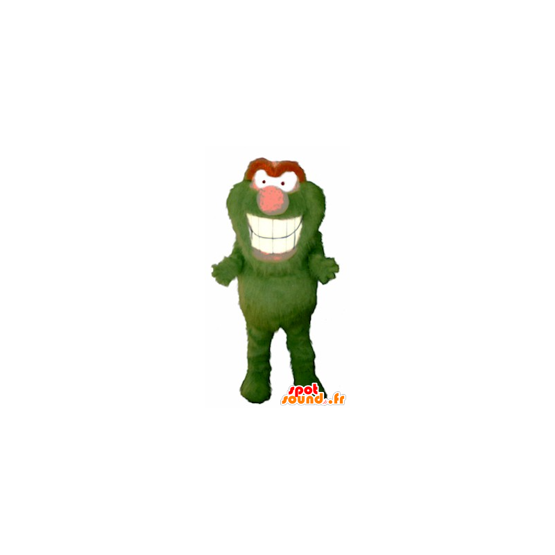 Grön och orange monstermaskot, alla håriga - Spotsound maskot