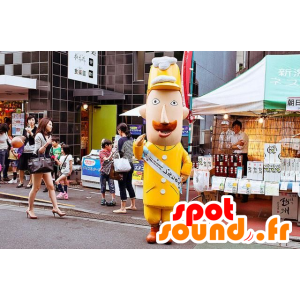 Mascot mustachioed man in yellow uniform - MASFR21833 - Human mascots