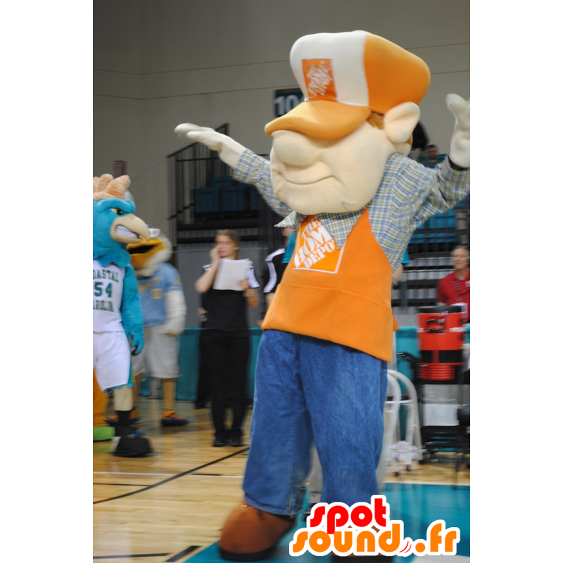 Homem mascote, trabalhador, com uma camisa e um boné - MASFR21837 - Mascotes homem Homem mascote, trabalhador, com uma camisa e um boné - MASFR21837 - Mascotes homem