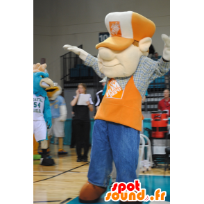Homem mascote, trabalhador, com uma camisa e um boné - MASFR21837 - Mascotes homem