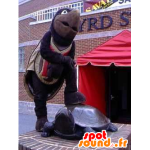 Mascot καφέ και μαύρο χελώνα, γιγαντιαία - MASFR21845 - χελώνα Μασκότ