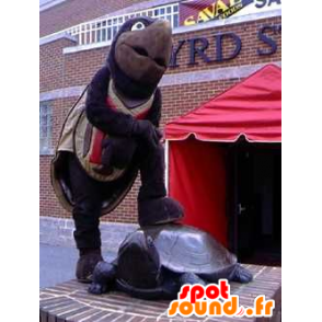 Mascot marrom e tartaruga preto, gigante - MASFR21845 - Mascotes tartaruga