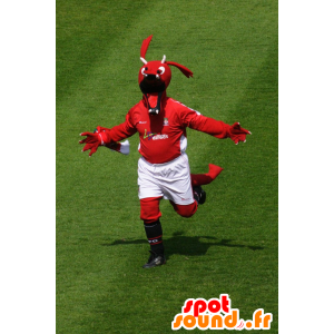 Röd drakemaskot, i sportkläder - Spotsound maskot