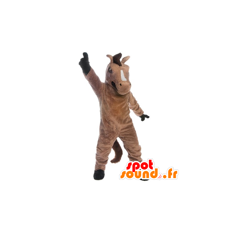 Mascot cavalo marrom e preto, gigante e bem sucedida - MASFR21854 - mascotes cavalo