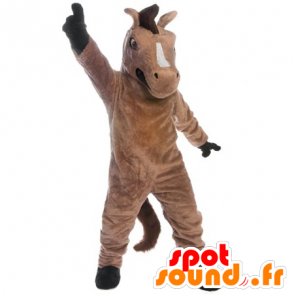 Mascot bruin en zwart paard, reus en succesvol - MASFR21854 - Horse mascottes
