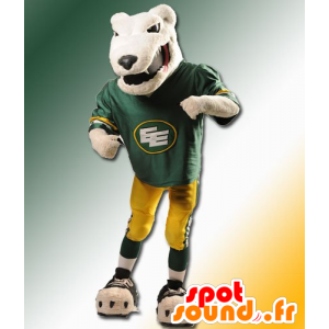 Mascotte d'ours beige à l'air féroce et en tenue de sport - MASFR21855 - Mascotte d'ours