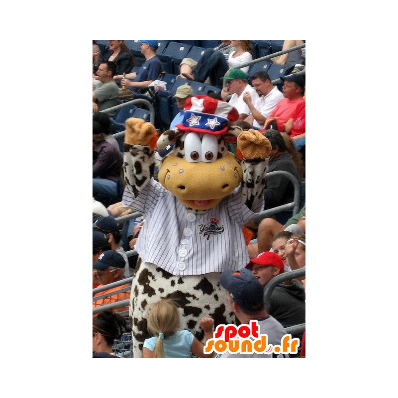 Cow mascot funny, white, mottled brown - MASFR21860 - Mascot cow Cow mascot funny, white, mottled brown - MASFR21860 - Mascot cow