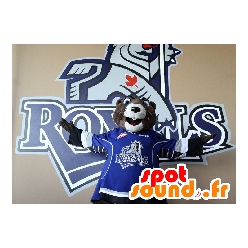 Mascota rata, la marmota marrón en ropa deportiva - MASFR21862 - Mascota de deportes Mascota rata, la marmota marrón en ropa deportiva - MASFR21862 - Mascota de deportes